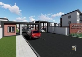 Modern 3-bedroom, 2-bathroom units for sale in Greenleaf Residential Estate, Kenleaf, Brakpan. Secure living with top finishes, carport, gas stove, and family-friendly facilities. No transfer fees!